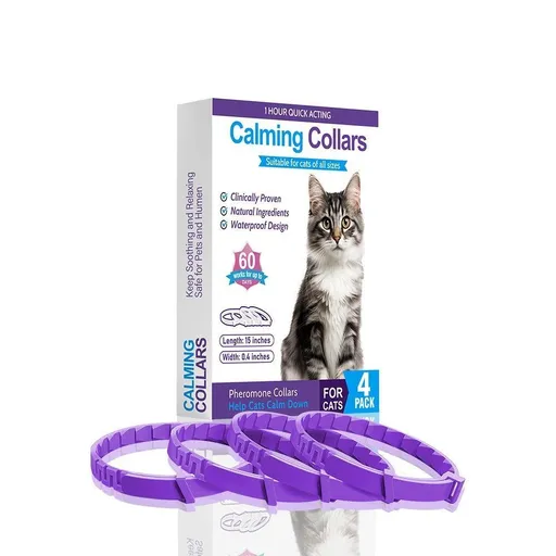 4 Pack Purple Cat Calming Collar 38cm | Christmas Pet Gift | Home Calming Mood Soothing Relax Collar