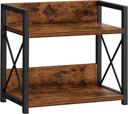 CARLA HOME 2-Tier Countertop Shelf Organizer Rustic Wood Kitchen Spice Rack for Storage, Condiments & Cabinet Organization