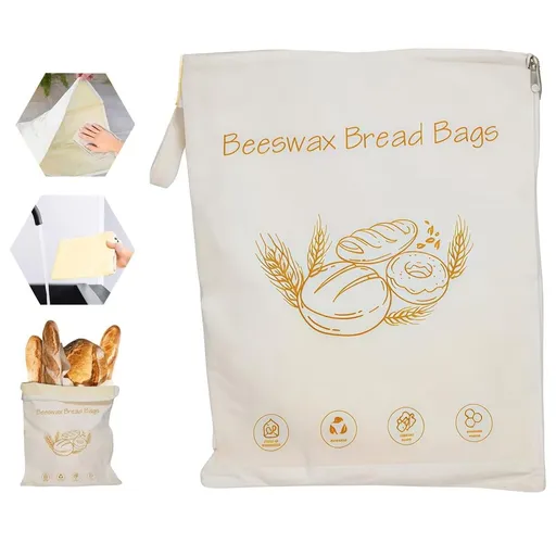 Beeswax Bread Bag, Reusable Bread Bag for Sourdough & Homemade Bread, Bread Bags for HomemadeBread, Keep Freshness, Bread Storage Bags for Freezer & Refrigerator | Freezer Safe