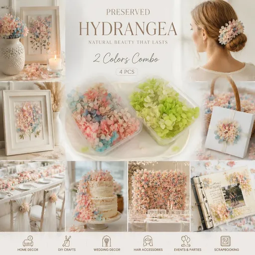 Dreamy Tone & Pale Green Champagne Preserved Hydrangea Scented Candle Supply 4 Pack