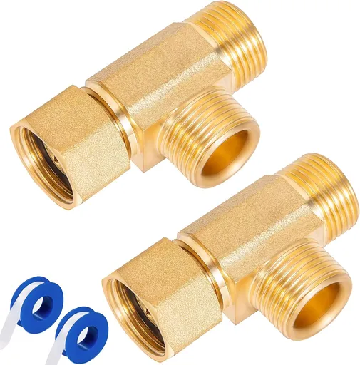 Lead-Free Brass Angle Stop Add-A-Tee Valve,3/8-Inch Compression Inlet X 3/8-Inch Com Outlet X 3/8-Inch Compression Outlet 2 Pack