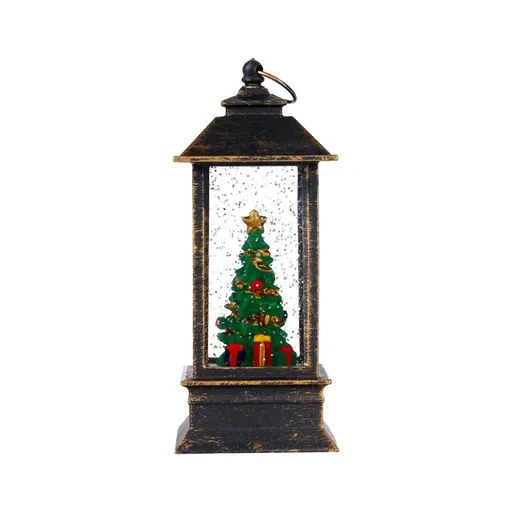 Snow Globe Christmas Lantern Decorations, Snow Globe Lantern with Swirling Glitter, Christmas Tree Lighted Christmas Decorations Indoor for Home