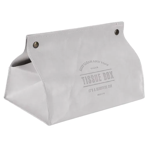 PU Leather Originality Tissue Box Desktop Tissue Organizer for Bedroom Living RoomGray