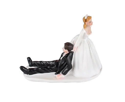 Elegant Bride Groom Couple Cake Topper Wedding Resin Figurine Valentine Day Gift-Skin Color