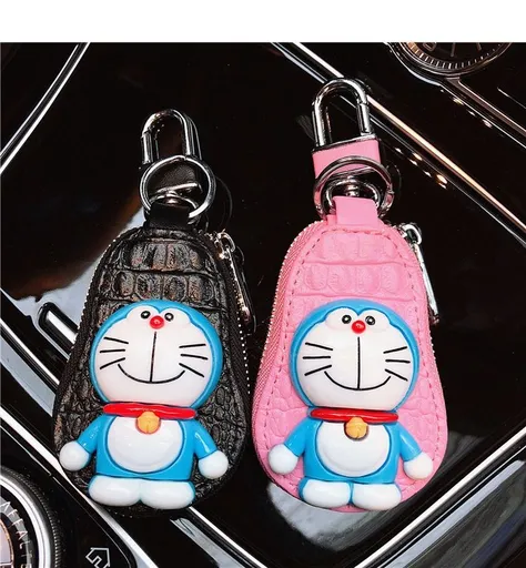 Cartoon Key Bag for Kia Lexus Black Rose Red Smiling Ding cat