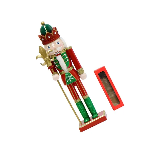 Xmas Nutcracker Figurine 12 Inch Glittered Wooden Nutcracker Ornament for Holiday Decor Type 2