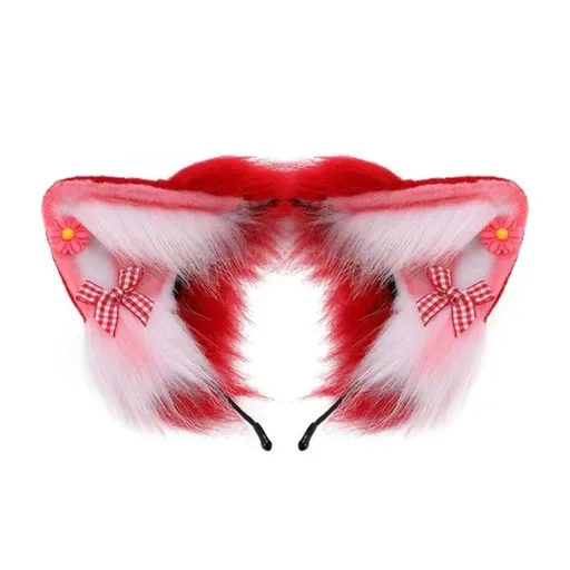 House Of Dasein Women Girls Cartoon Fox Ears Shaped Headband Plush Hair Hoop Cosplay Accessories - Style H-Adult