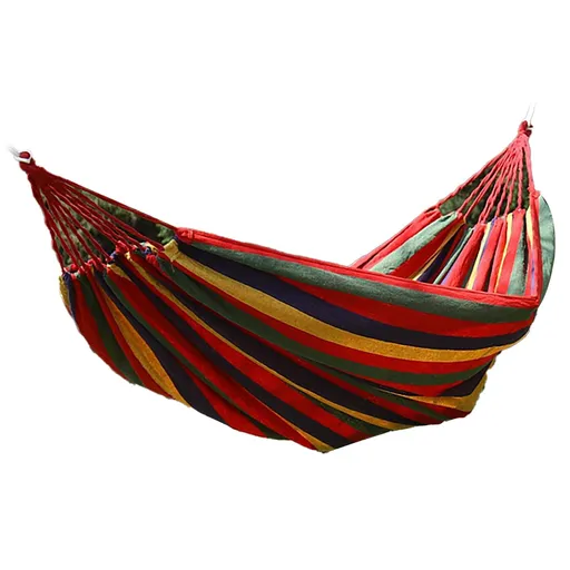 Garden Hammock Polyester Cotton Single Double Hammock Up to 440.9lb Anti Rollover Portable Hammock for Camping Outdoor Indoor Patio Backyard Red