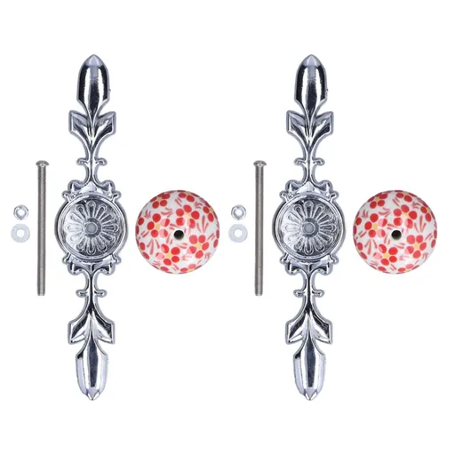 2pcs/set Ceramic Cabinet Handle Modern Simple Style Hand Painted Ceramic Cabinet Knobs1060D Red Flower Blue and White Porcelain