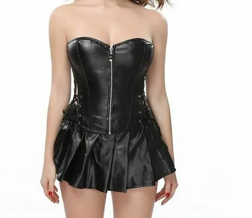House Of Dasein Black Corset Mini Skirt Erotic Clubwear Dungeon Kink - Black - Xxl