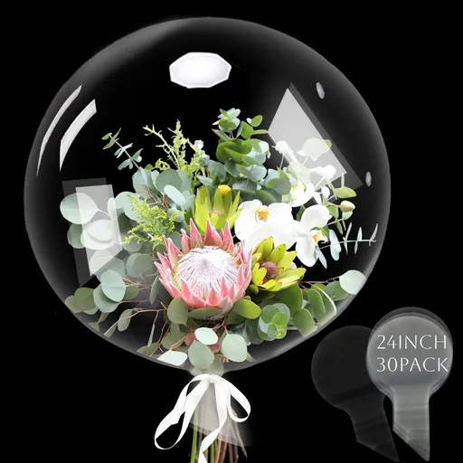 30Pcs Bobo Balloons Clear Balloons for Stuffing, 24inch Bubble Transparent Balloon for Birthdays, Weddings Party, Showers, Durable Party Bobo Balloons