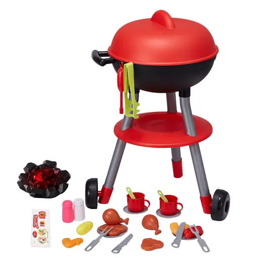 28 PCS BBQ Grill Playset, Kids Toys Kitchen Playset with Sound & Light, Little Chef Play, Interactive Grill Play Food Cooking Playset Barbecue Toy Grill for Toddlers Boys Girls 3-5 Birthday Gift