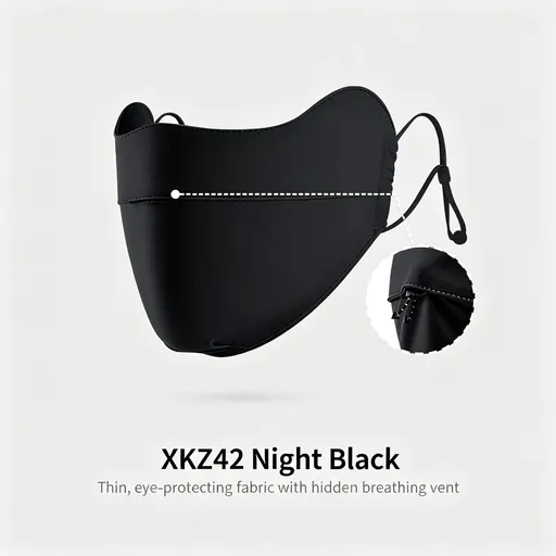 XKZ42 Night Black One Size | Ice Silk Sun Protection Mask | Christmas Daily Commute Gift | Eye Corner UV Block Breathable Anti-Fog Face Cover
