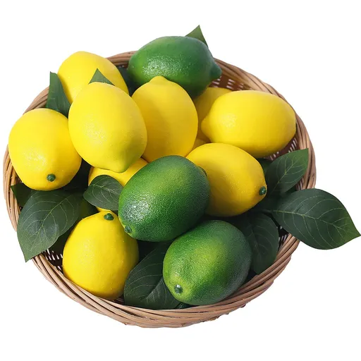12pcs Artificial Lemons and Limes, Fake Fruit Lemons Artificial Lifelike Simulation Lemon for Home House Kitchen Party Decoration