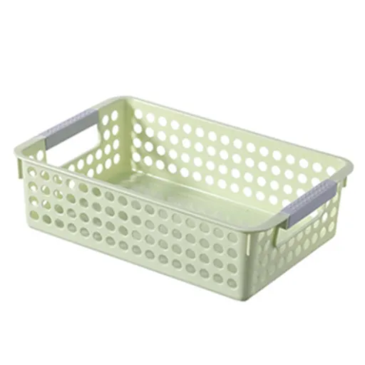 A4 Paper Trays with Grip Handles, 10.43x6.77x2.87"Heavy Duty Book Baskets for Library, Drawers, Office, Home, Desk, Turn in Trays, Plastic Storage Baskets (White/1 Pcs) 10.43" x 6.77" x 2.87" Green