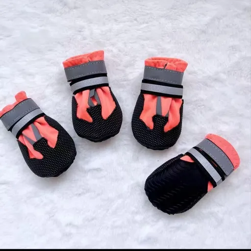 Breathable Dog Boots for Medium Large Dogs,Non-Slip Dog Shoes for Summer Hot Pavement,Lightweight Paw Protector Dog Booties for Outdoor & Indoor Hardwood Floors - Orange - Size M