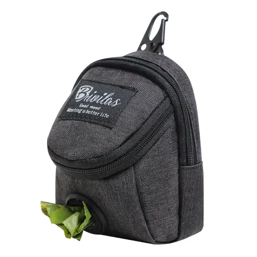 Compact mini backpack dog waste bag holder keeps your hands free during walks and training. Clips to leash or harness, stores rolls of bags plus small treats. Say goodbye to messy pockets. (Black)