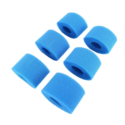 6 Pcs Swimming Pool Filter Sponge,Replacement Foam Cartridge,Foam Hot Tub Filters V1 S1 Washable Bio Sponge Reusable Blue