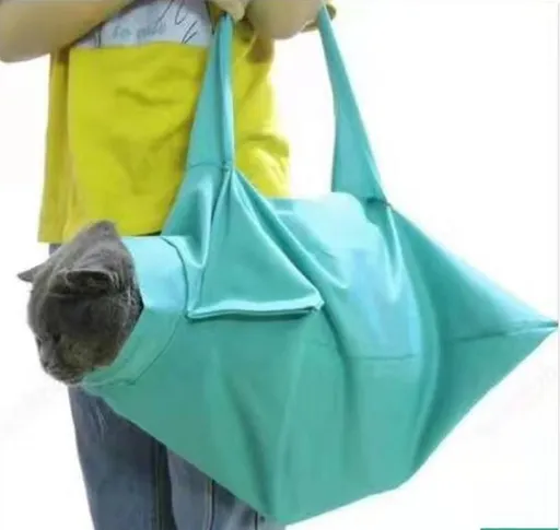 Cat Grooming Bag, Waterproof Foldable Cat Restraint Bag with Hook Cat Cleaning Grooming Bag for Bathing Nail Trimming(blue)