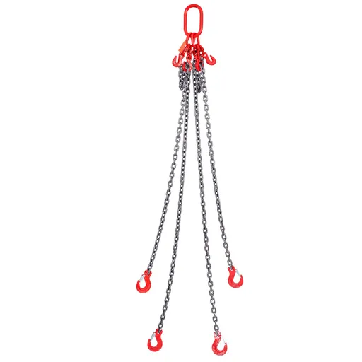 Chain Sling, 8 mm x 150 cm Lifting Chains with Hooks, G80 Engine Chain Hoist Lifts, 5 Ton Lifting Sling Chains for Engine Hoist, Engine Lift Chain with 4 Leg Grab Hooks & Adjusters Heavy Duty