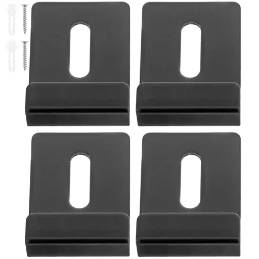 Heavy Duty Wall Brackets for Mirrors, Black Stainless Steel Clips, 4-Piece Set