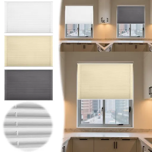 No Drill Honeycomb Pleated Blinds Cordless Blackout Cellular Shades for Windows, Thermal Insulated Noise Reducing Easy Instal(47.24*23.62Inch)