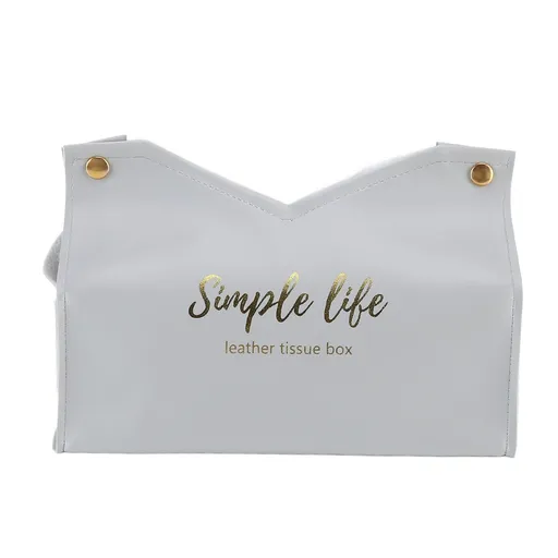 Tissue Bag Artificial Leather Vintage Kitchen Paper Towel Box Container for Office HomeGray