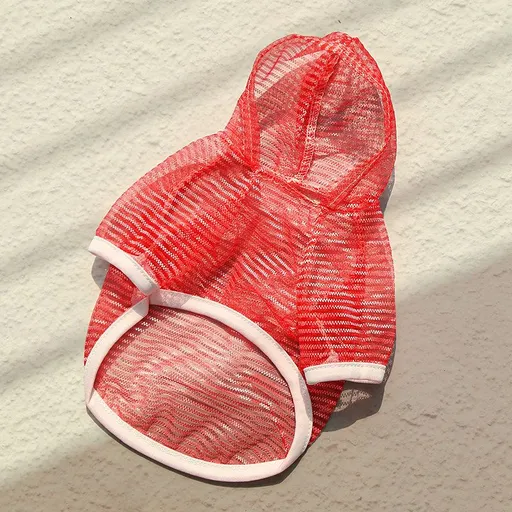 Pet Hoodie Vest Summer Polyester Dog Cat 008D Red Net (Sun Protection) XXL (Chest: 52cm, Weight: 11-14 jin)