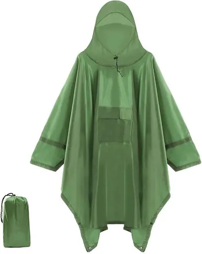 Hooded Rain Poncho for Adult with Pocket, Waterproof Lightweight Unisex Raincoat Jacket for Hiking Camping Emergency