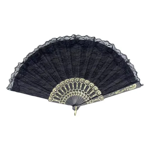 Foldable Lace Fan Handheld Chinese Vintage Style Hand Held Folding Fans for Party Wedding Dancing Decoration