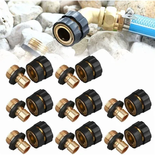 3/4 Inch Garden Hose Quick Connector 2026 Upgrade, Universal Garden Quick Release Hose Adapter, Male and Female Quick Connect Garden Hose Fittings for Outside Faucet (8-Piece Set)