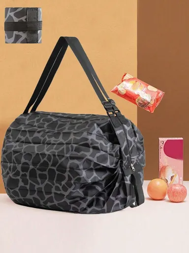 1PC Reusable Foldable Shopping Bag – Oxford Cloth Material, Travel Beach Tote, Supermarket Grocery Carry Bag, Compact and Durable
