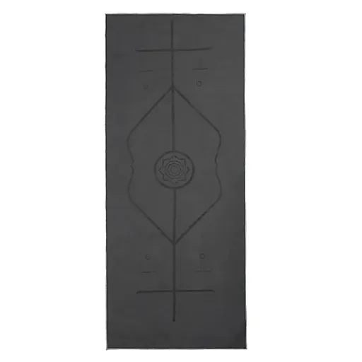 Portable Yoga Blanket with Body Position Line Non Slip Soft for Home Gym Studio - Grey