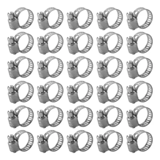 30Pc 304 Stainless Steel Beautiful Throat Clamp (Hand-Made 30Pc 304 10-16Mm Throat Clamp) , 30 Pack Hose Clamps Stainless Steel Clamps Worm Gear Hose Clamp Miniature Powerseal Kit One Size Silver