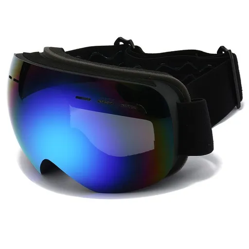 Spherical Ski Goggles, Anti-Fog UV Protection Snow Sports Glasses, Windproof Outdoor Snowboard Eyewear For Men & Women, Black Strap Colorful Lens, Great Winter Sports Gift