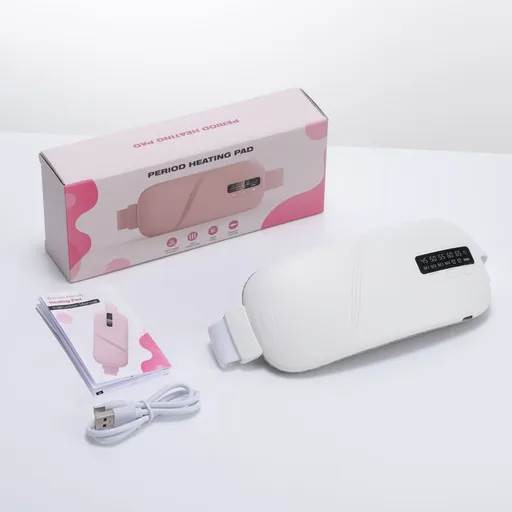 USB Rechargeable Heating Menstrual Warm Belt, Heat & Vibration Massage Warm Waist Belt, White, Portable Abdomen Heating Support Belt, Thoughtful Household Wellness Gift