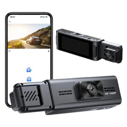 Dual Channel Dash Cam Front and Interior, 3.16 Inch Screen 1080P Recording with WiFi App, Infrared Night Vision Loop Recording G Sensor, 5.59 x 1.22 Inches