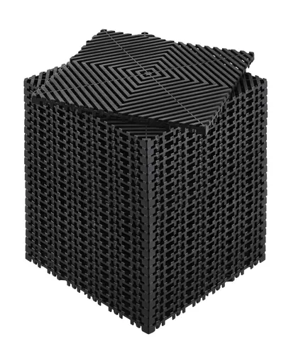 Interlocking Drainage Mat, 31 x 31 cm Modular Interlocking Cushion, 24 Pcs Splicing Drainage Mats, Non-Slip Black PP Drainage Floor Tile and Shower Mat, for Garage, Garden, Kitchen & Outdoor