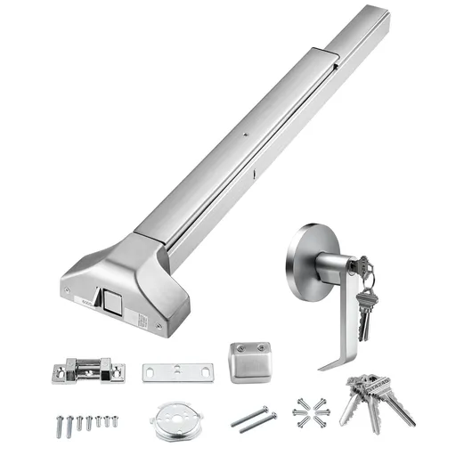 Push Bar Door Locks, Stainless Steel Panic Bars for Exit Doors, with Exterior Lever and 3 Keys, Push Bar Panic Exit Device Door Hardware for Metal Wood Door, for Left and Right Handed Doors