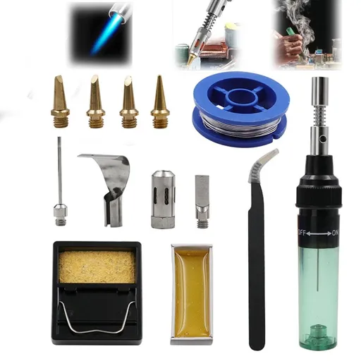 4 in 1 Portable Soldering Iron Kit, Portable Gas Soldering Iron Soldering Pen, Cordless Butane Soldering Iron and Torch, Gas Cordless Welding Tool Kit, For Electrical Circuit Parts Repairing