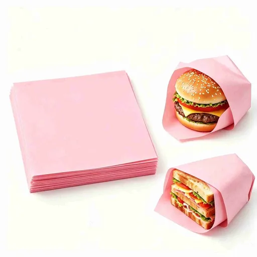 12x12 Inch Deli Paper Sheets, 50Pcs Greaseproof Disposable Food Wrapping Paper, Waxed Basket Liner Paper for Fries Burgers Sandwiches(Pink)