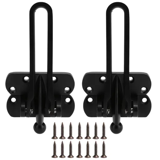 2Set Aluminum Alloy Antitheft Door Buckle Safety Chain Atype Bolt Anti Lock Insurance(black )