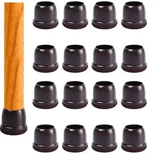 16pcs Silicone Chair Leg Floor Protectors Furniture Leg Feet Cup for Hardwood Floors with Wrapped Felt -Round brown