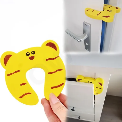 doorstop for cabinet drawers and doors for child safety finger protector - tiger yellow