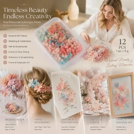 Dreamy Gradient Preserved Hydrangea Large Bulk DIY Craft Flower Kit 12 Boxes ×5g