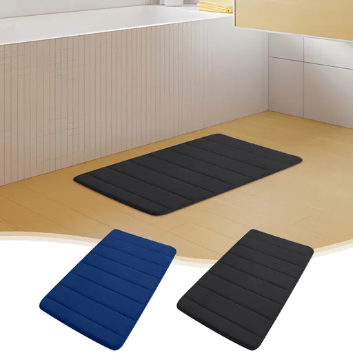 Memory Foam Bath Mat with Cobblestone Design, Super Soft & Quick-Dry Bathroom Rugs, Machine Washable Non-Slip Absorbent Floor Mat for Bathroom Shower Tub, 16x24 Inch by A