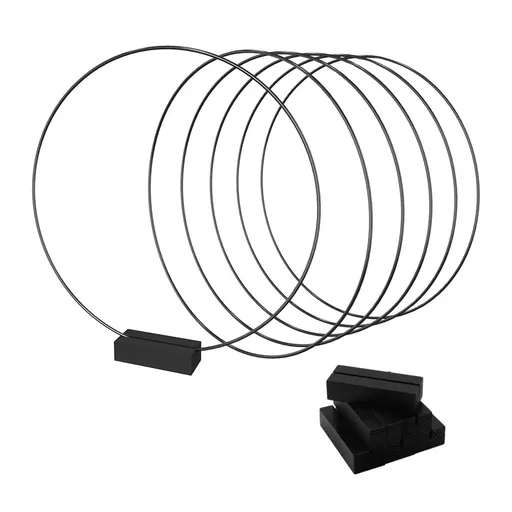 6 Pack 10 Inch Metal Floral Hoop Centerpiece with 6 Pack Wooden Stand for Table, Black Metal Rings for Making Wedding Table