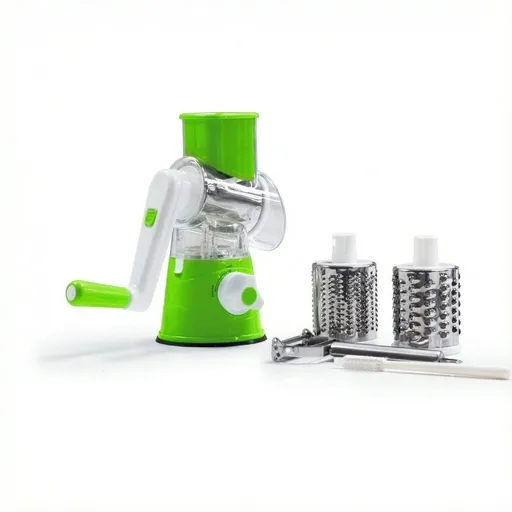 Rotary Cheese Grater Cheese Shredder -Manual Cheese Grater with Handle, Vegetable & Fruit Slicer, Nuts Grinder, 2 Drum Blades