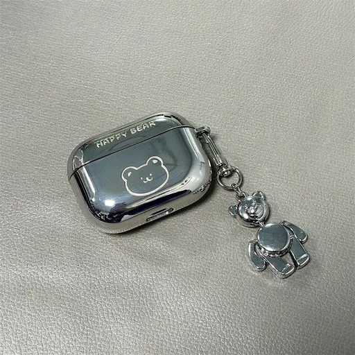 Laser Engraved HAPPY Bear + Matching Keychain Apple AirPods 2