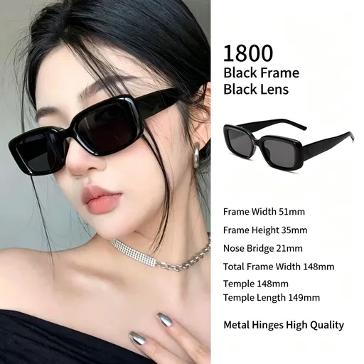 Edgy All-Black Frame Black Lens Cat Eye Sunglasses UV400, Sleek Face-Slimming Streetwear Style, Popular Christmas Holiday Gift